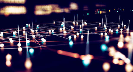 Data structure and information tools for networking business.Data volume analysis and computer science industry.3d illustration.の写真素材