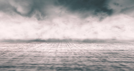 3d illustration abstract background .Wall and cracked cement floor background.Spotlight.Background empty street and concrete wall.の写真素材