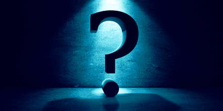 Concept of doubts and questionnaire. Ask and question.3d illustration.Question mark background and...