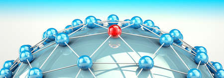 Partner and teamwork business concept with ball structure and mesh or net.3d illustration. Networking and internet concept.の写真素材