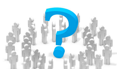 Question mark isolated over white background.Concept of doubts and questions.Question icon.3d illustration.の写真素材
