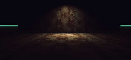 Empty cement room or space.Floor with concrete wall texture background illuminated by spotlight or...