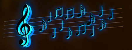 3d illustration of musical notes and musical signs of abstract music sheet.Songs and melody concept.Music background design.Musical writing.の写真素材