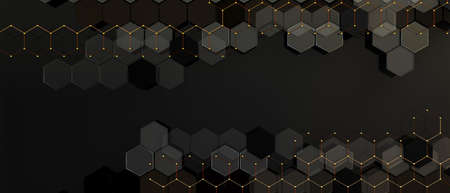 Abstract background of technology and science. Mesh or net with lines and geometric shapes detail.3d illustration.Cloud and computer concept.の写真素材