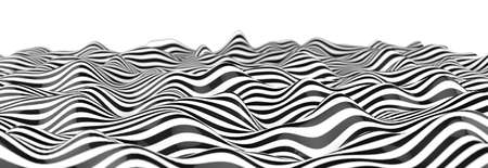 Optical art abstract background wave design black and white.Abstract 3D illustration geometrical...