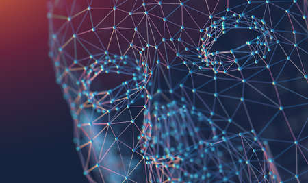 Cyborg and net. Big data and machine learning modern design.3d illustrationの写真素材