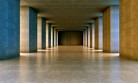 Industrial interior background and cement pillars.3d illustrationの写真素材