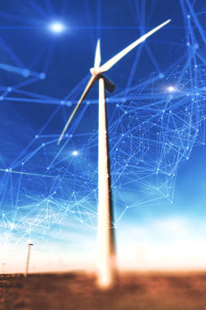 wind turbines for generation electricity with copy space. Green energy concept.の写真素材