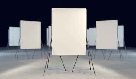 Presentation board, blank whiteboard for conference. Free space for advertising.の写真素材