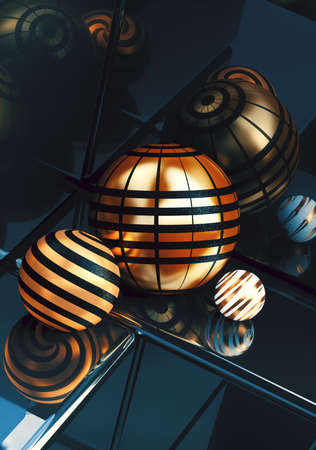 Abstract background of stripe balls or spheres composition.の写真素材