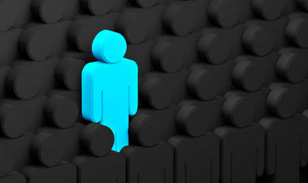 Conceptual image of different and genuine. Different and original person in the crowd.の写真素材