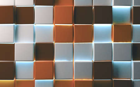 Abstract image of cubes background in orange toned.の写真素材
