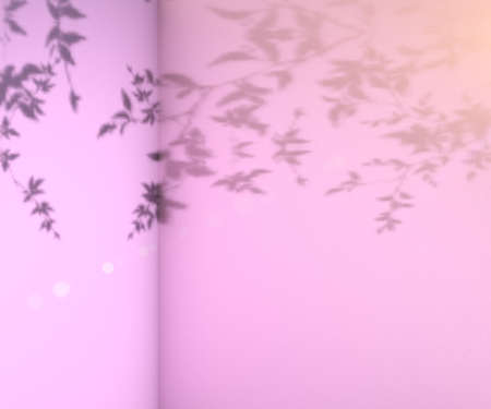 Minimalistic background of shadows of tree branches and garden plants on a soft background. Shadows...