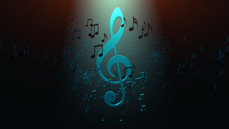 Music concept abstract background. Music key. Music and cloud music sharing.3d illustration.の写真素材