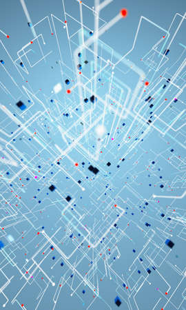 Abstract background of technology, science and cloud computer.3d illustration. Grid and net...