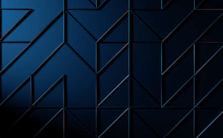 Abstract black background of technology and science. Mesh or net with lines and geometric shapes detail.3d illustration. Cloud computing and science.の写真素材
