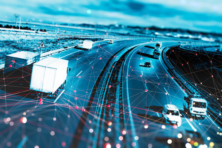 Vehicle detection system and wireless vehicle communication network. Autonomous transportation. Driverless automotive.の写真素材