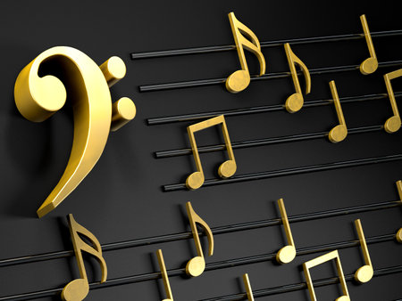 Abstract concept of symphony and classical music. Bass clef.の写真素材
