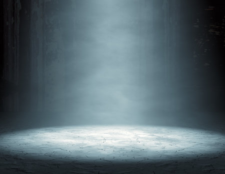 Interior floor and wall background illuminated by spotlight.の写真素材