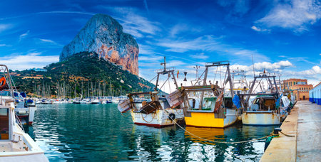 Rock of Penon by Ifach. Mediterranean coast landscape in the city of Calpe. Coastal city located in the Valencian Community, Alicante, Spain.の写真素材