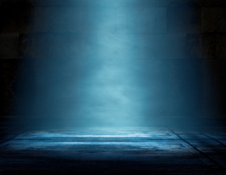 Interior floor and wall background illuminated by spotlight.の写真素材