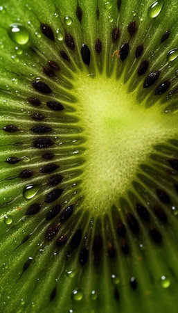 Close up green and fresh kiwi inside. Ai generated.の素材