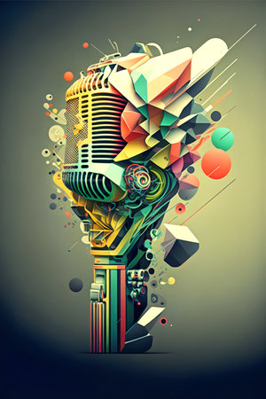 Artistic design with microphone. Ai generated.の素材
