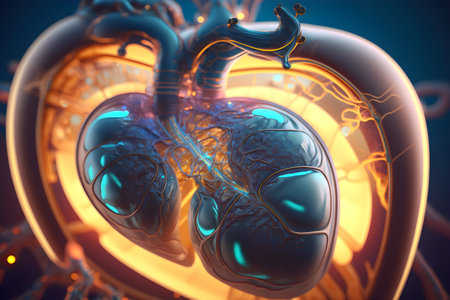 Future medicine for heart health. Personalized medicine with digital health. Ai generated. Genomic medicine concept for cardiovascular problems.の素材