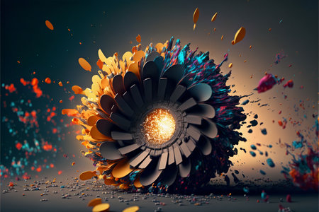 Abstract design for vision and innovation idea. Robotics concept and futuristic designs. Explosion of color and creativity. Ai generated.の素材