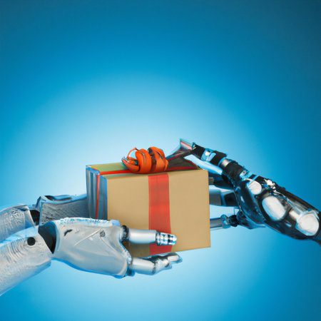 Christmas gifts of technology and artificial intelligence and home automation. Ai generated.の素材