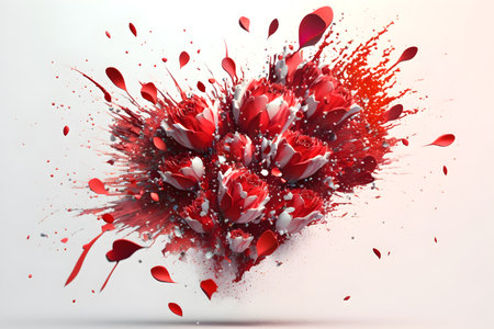 Explosion of love and color in the shape of a heart. ai generatedの素材