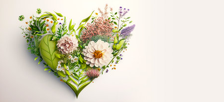 Concept of love and nature in the shape of a heart. ai generatedの素材