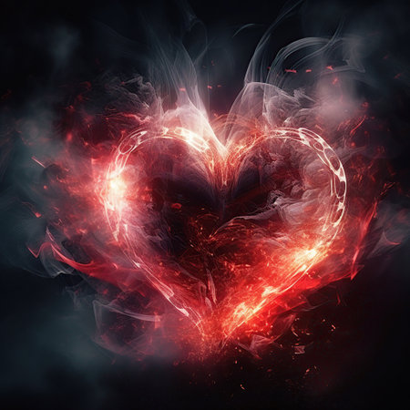 Concept of passion and romance with human heart on the city street with lights at night.の素材