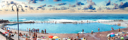 Natural pool with sea water. Idyllic seascape in the Canary Islands. Beaches of Spainの写真素材