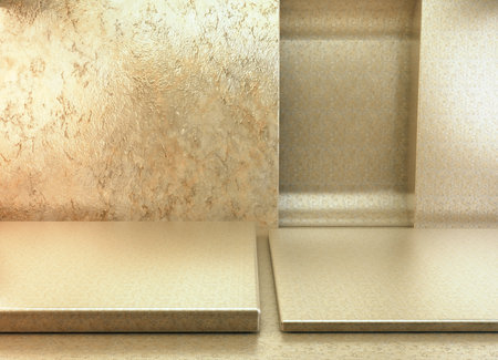 Blank product stand for product presentation.3d illustration of pedestal and a showcase.の写真素材