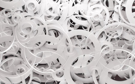 White circles and geometric shapes background.の写真素材