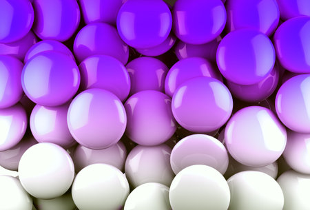 Abstract background. Round shapes or Bubbles in purple toned.3d illustration.の写真素材