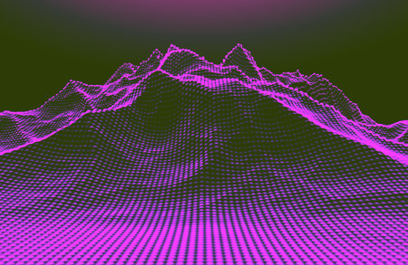 Science and technology concept. Dots and waves in violet toned.の写真素材