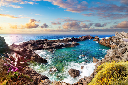 Tourist destination of the rock pool of the canary islands of Tenerife.の写真素材