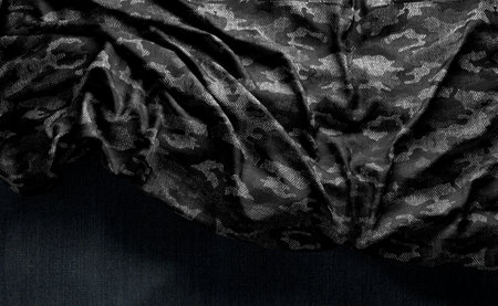 Canvas texture detail in the dark.Smooth elegant dark silk or satin luxury cloth texture.3d illustration.の写真素材