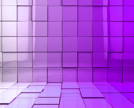 Abstract 3d illustration cubes background in violet toned.の写真素材