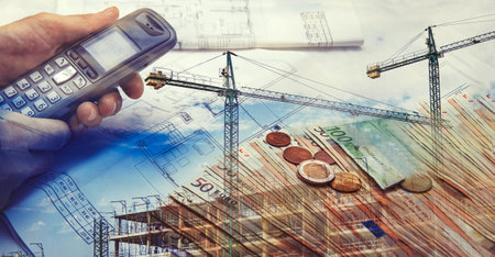 Construction and real estate industry,housing prices.Foundation structure of houses and money.の写真素材