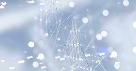 Mesh or net with lines and geometrics shapes detail.3d illustration.の写真素材