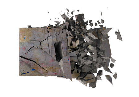 3d rendering broken cracked brick.の写真素材
