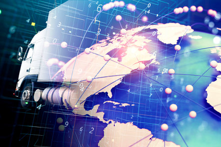 AI logistics industry and delivering conceptual image.の写真素材