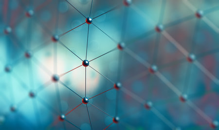 Block chain and technology abstract background.Net and communication concept.3d illustration.の写真素材