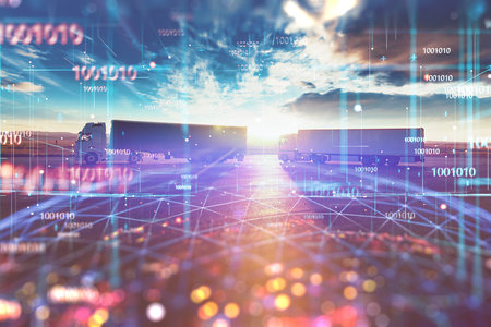 AI logistics industry and delivering conceptual image.の写真素材
