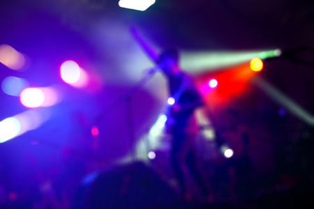 Abstract background spot lights in concert.Crowd and musician.の写真素材