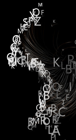 Background of letters and words on white background.の写真素材