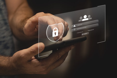 Login and password, cyber security concept, data protection and secured internet access, cybersecurity.の写真素材